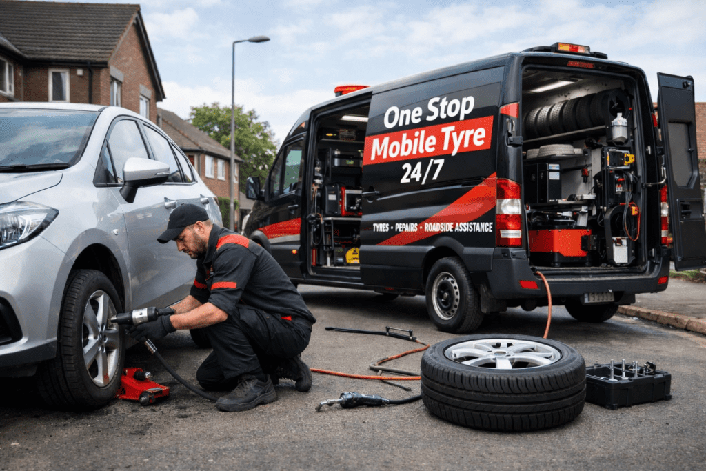 Looking for Mobile Tyre Fitting Austerlands? One Stop Mobile Tyres offers fast emergency tyre replacement, puncture repair and roadside assistance.